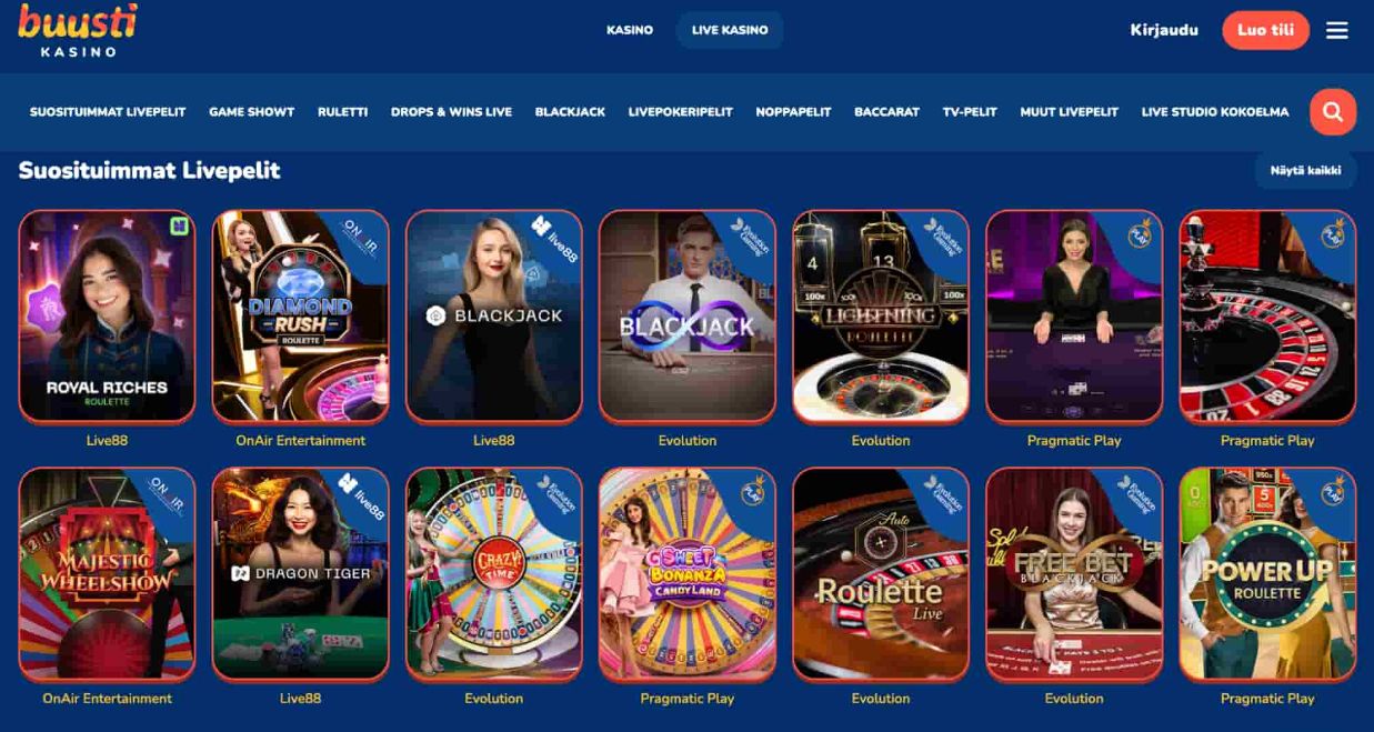 Pelaa parhaita kasinopelejä Buusti Kasinolla